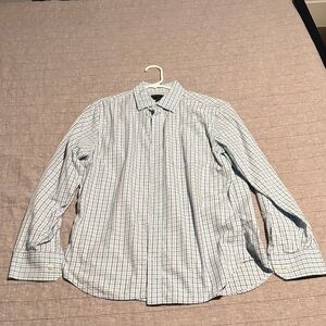Banana Republic Men's Green and Blue Checkered Shirt